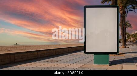 Rectangular blank billboard mock up in the beach Stock Photo