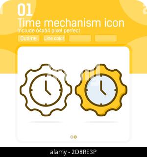 time mechanism badge premiun icon with simple line or outline color style isolated on white background. Sign symbol vector illustration sign design Stock Vector