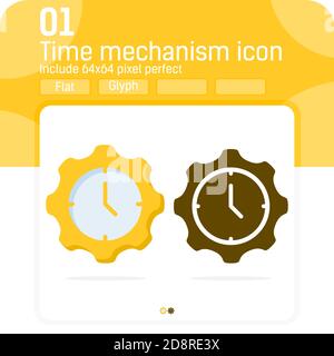 time mechanism badge premiun icon with simple glyph or flat style isolated on white background. Sign symbol vector illustration sign design icon Stock Vector