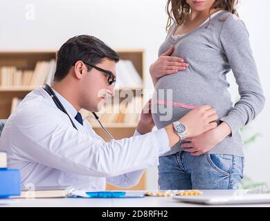 The pregnant woman visiting doctor for consultation Stock Photo