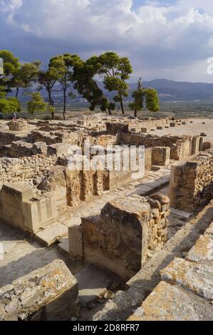 A view of the archaeological site of Phaistos in Crete, Greece Stock Photo