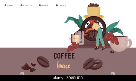 Coffee house or cafeteria website interface flat vector illustration. Stock Vector