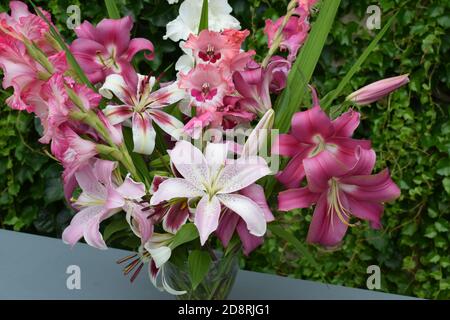 Bouquet de lys nuance de roses Stock Photo