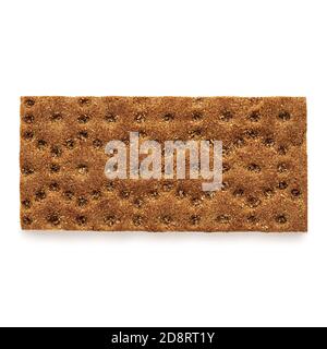 Rye crispy cracker  isolated on white background. Whole grain cracker  or flat bread. Top view Stock Photo