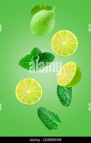 Falling fruits isolated on white background with clipping path Stock Photo