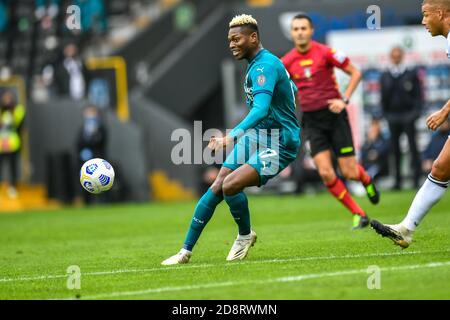 Dacia Arena Friuli Stadium, udine, Italy, 01 Nov 2020, Rafael Leao (AC Milan) during Udinese Calcio vs AC Milan, Italian soccer Serie A match - Credit: LM/Alessio Marini/Alamy Live News Stock Photo