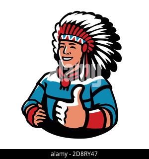 Indian chief symbol. Warrior mascot vector illustration Stock Vector