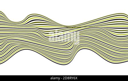 Abstract green wave lines pattern optical art design isolated on white background. Wavy line stripes texture. Vector illustration Stock Vector