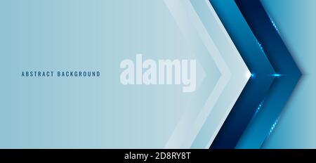 Banner web template blue angle arrow overlapping layer with lighting background space for your text. Vector illustration Stock Vector
