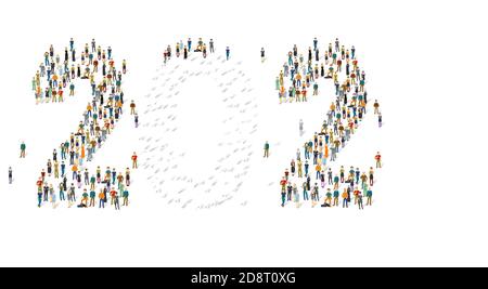 group of people in the shape of 2021 Stock Vector