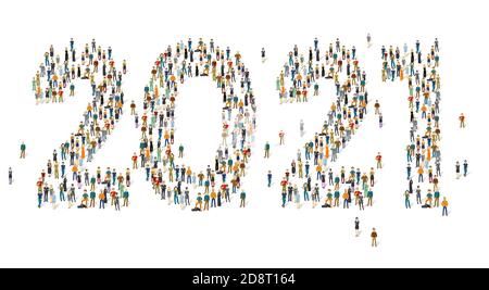 group of people in the shape of 2021 Stock Vector