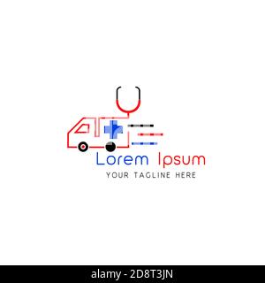 Ambulance hospital logo icon health care and medical sign. Stock Vector