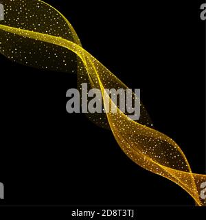 Vector gold glitter wave abstract background, gold sparkles on white background, vip design template. A set of color waves. Vector abstract lines Stock Vector