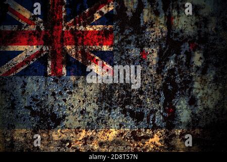 New Zealand, Ross Dependency flag on grunge metal background texture with scratches and cracks Stock Photo