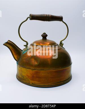 Close up on old copper tea kettle Stock Photo