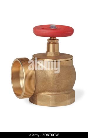 Bronze tap for fire hydrant close up isolated on white background Stock Photo