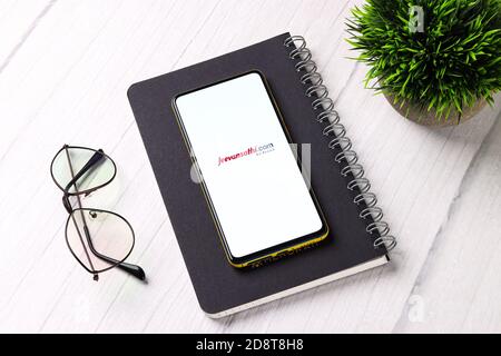 assam india october 29 2020 jeevansathicom logo on phone screen stock image 2d8t8h8