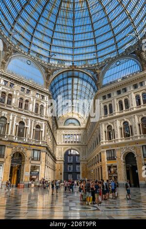 Italy, Campania, Naples, Galleria Umberto I interior, public shopping gallery and city landmark built in 1887–1891