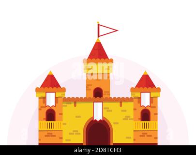 An isolated colorful vector castle made in cartoon flat design on isolated background Stock Vector