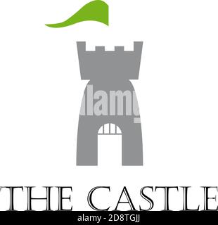 Vector sign castle with flag Stock Vector