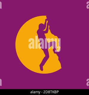 Vector sign rock climber, successful concept Stock Vector