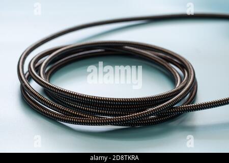 Cable connector and copy space on blue background color mood and tone style Stock Photo