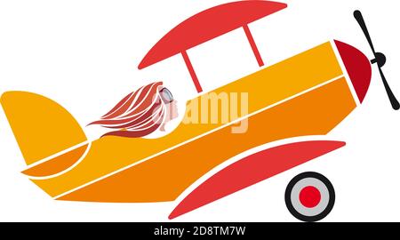 Vector sign woman pilot on the plane Stock Vector