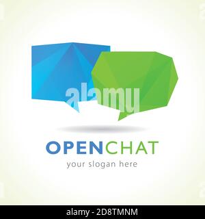 Set of vector talking icons. Business or educational discussion cloud colored educational sign. FAQ, open chat, computer messenger logo Smartphone app Stock Vector