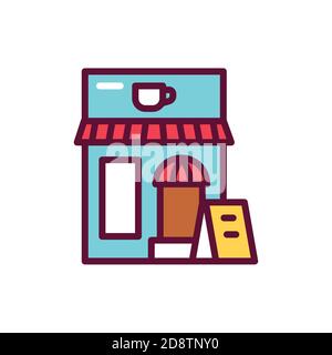 Cafe color line icon. Isolated vector element. Stock Vector