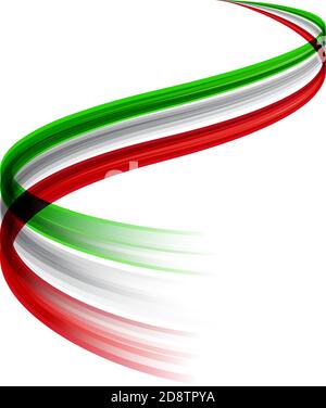 Abstract vector wake moving, dynamic italian flag concept Stock Vector