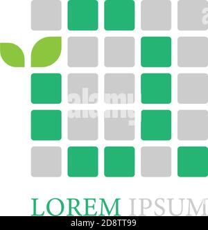 Letter Q logo icon with leafs on squares design vector Stock Vector