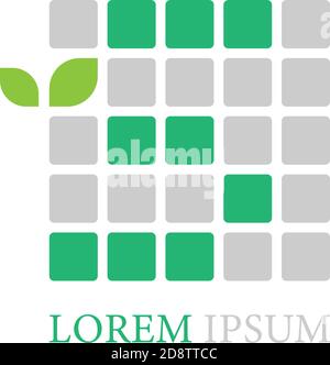 Letter S logo icon with leafs on squares design vector Stock Vector