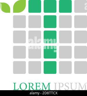 Letter T logo icon with leafs on squares design vector Stock Vector