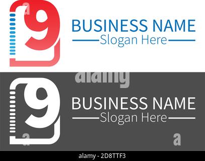 Number 9  logo icon in squares design vector Stock Vector