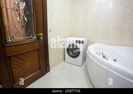 Modern bathroom with jacuzzi bath Stock Photo