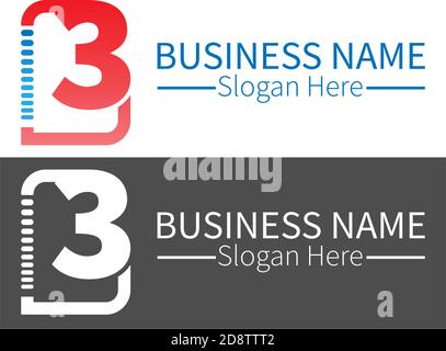 Number 3  logo icon in squares design vector Stock Vector