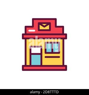 Postal office color line icon. Isolated vector element. Stock Vector