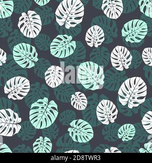 Endless pattern with colorful palm trees branches Stock Vector