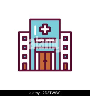 Building color line icon. Isolated vector element. Stock Vector