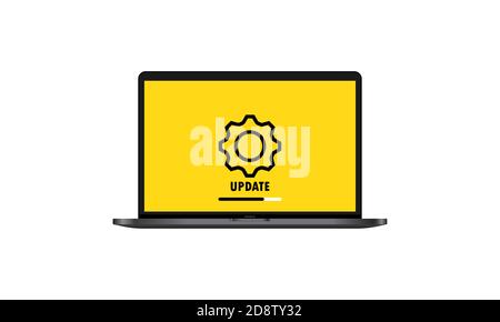 System software update and upgrade concept. Loading process in laptop screen. Notebook. Vector on isolated white background. EPS 10 Stock Vector