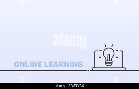 Online learning banner. Distance education from home. Course, webinar, video tutorial. Vector on isolated background. EPS 10 Stock Vector