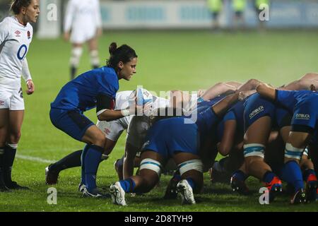 Players in a scrum during the 6 or Six Nations Championship rugby match ...