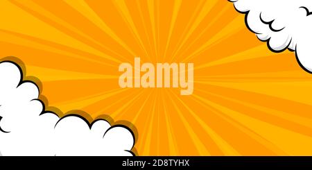 Cartoon puff cloud yellow background for text Stock Vector