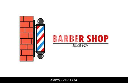 Barber shop banner. With colorful pole. Hairdresser. Vector on isolated white background. EPS 10 Stock Vector