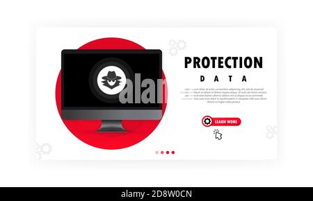 Computer data protection data. Protect personal data from hacker attacks concept. Cybercrime. Vector on isolated white background. EPS 10 Stock Vector