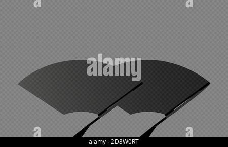 Car windscreen wiper glass illustration. Wiper cleans the dirty windshield. Vector on isolated background. EPS 10 Stock Vector