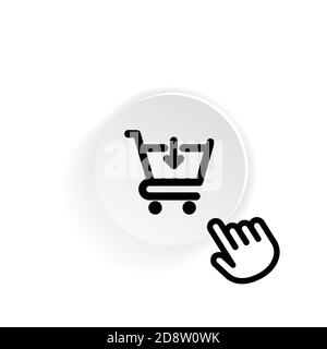 Shopping cart icon in black. Buying food in the supermarket. Vector on isolated white background. EPS 10 Stock Vector