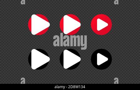 Set of play buttons. For video, music or film. Vector on isolated background. EPS 10 Stock Vector