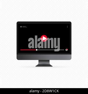 Watching video on computer concept. Streaming online video. Pause button. Vector on isolated white background. EPS 10 Stock Vector