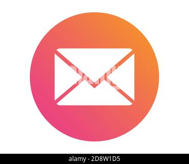 The isolated vector colorful gradient envelope email, mail icon on gradient circle button Stock Vector